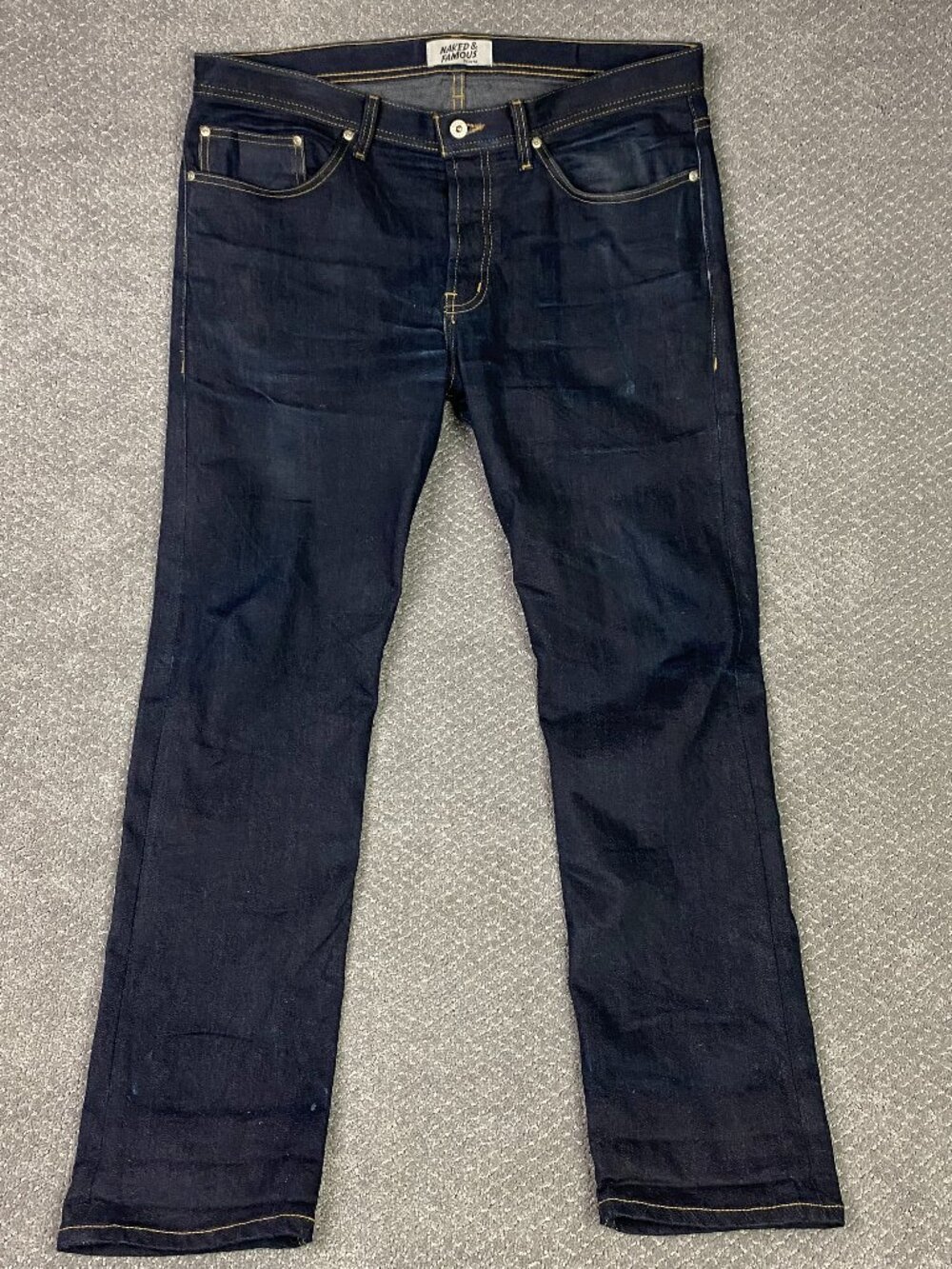 Naked & Famous Selvedge Denim Jeans Mens 36 Fit 39x32 Indigo Weird Guy Stretch